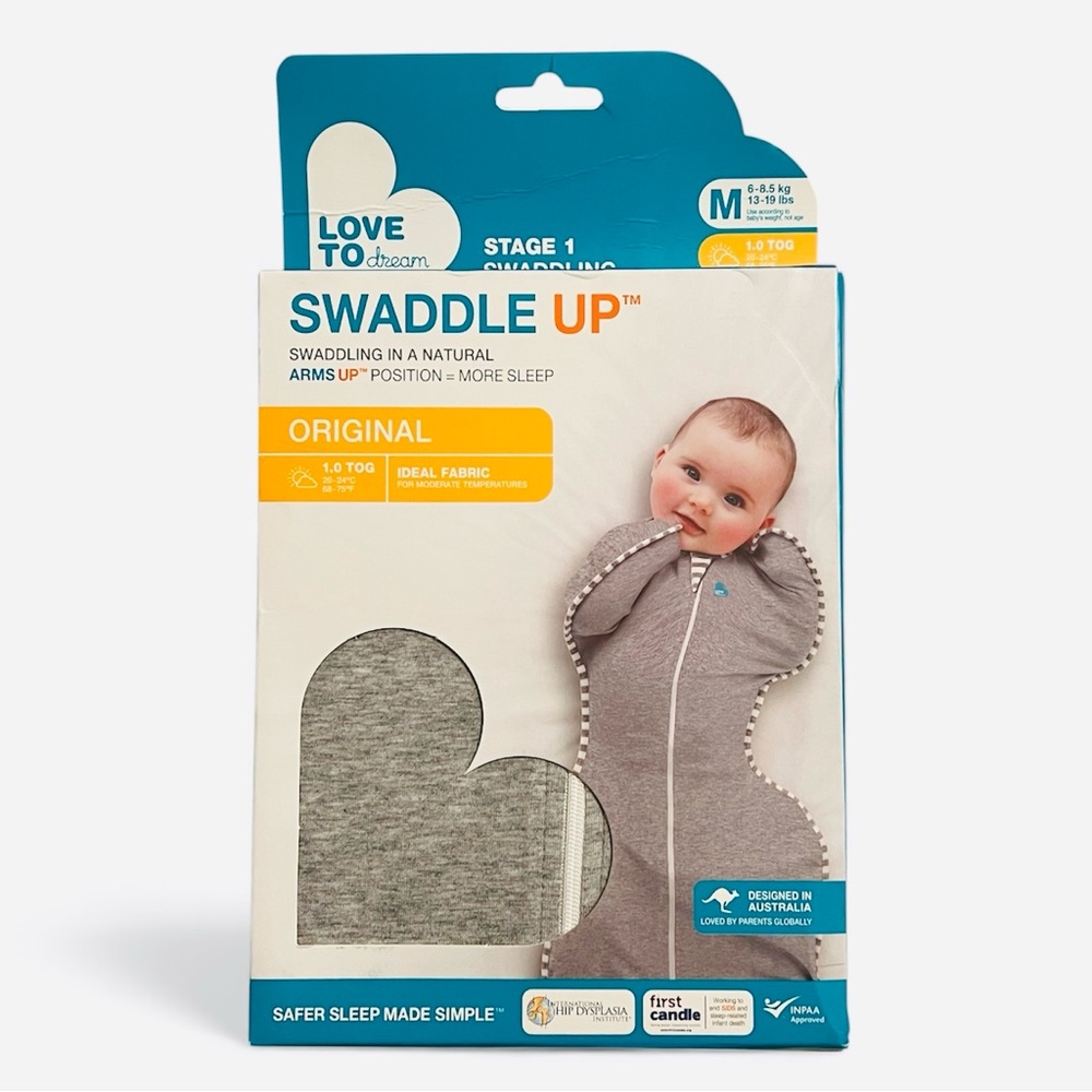 Love to Dream Swaddle Up Baby Sleep Sack, Twin Zipper, Medium 13-19 lbs, Gray